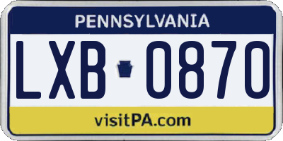 PA license plate LXB0870