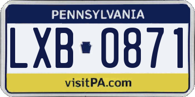 PA license plate LXB0871