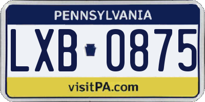 PA license plate LXB0875