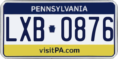 PA license plate LXB0876