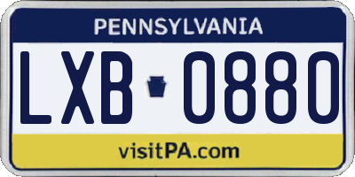 PA license plate LXB0880