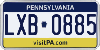 PA license plate LXB0885