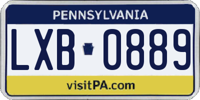 PA license plate LXB0889