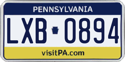 PA license plate LXB0894