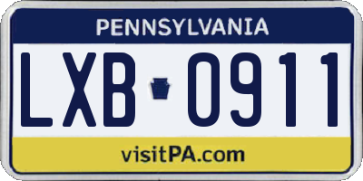 PA license plate LXB0911