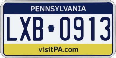 PA license plate LXB0913
