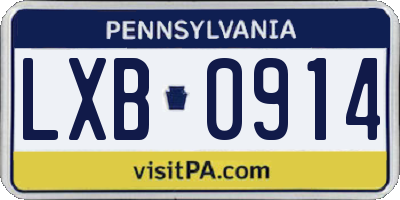 PA license plate LXB0914