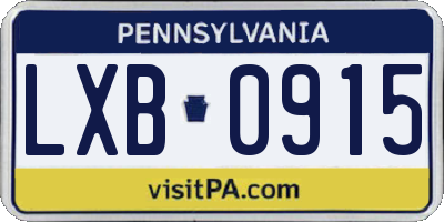 PA license plate LXB0915