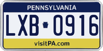 PA license plate LXB0916