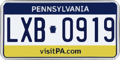 PA license plate LXB0919