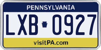 PA license plate LXB0927