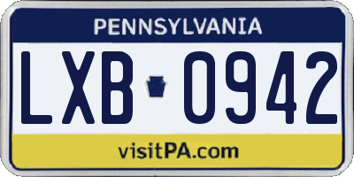 PA license plate LXB0942