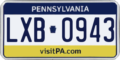 PA license plate LXB0943