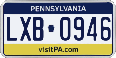 PA license plate LXB0946