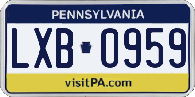 PA license plate LXB0959
