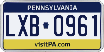 PA license plate LXB0961
