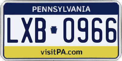 PA license plate LXB0966