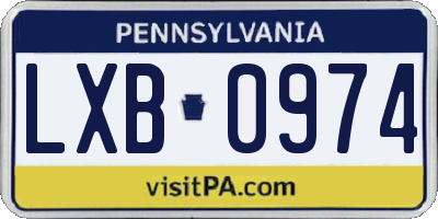 PA license plate LXB0974