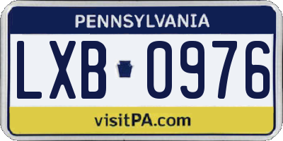 PA license plate LXB0976