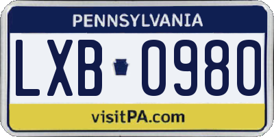 PA license plate LXB0980