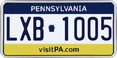 PA license plate LXB1005