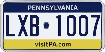 PA license plate LXB1007