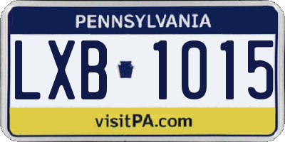 PA license plate LXB1015