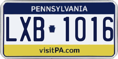 PA license plate LXB1016