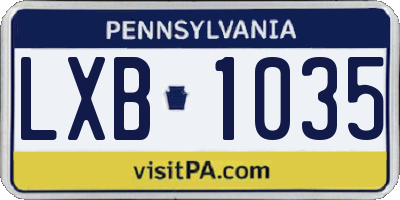 PA license plate LXB1035