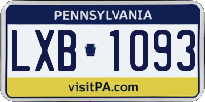 PA license plate LXB1093