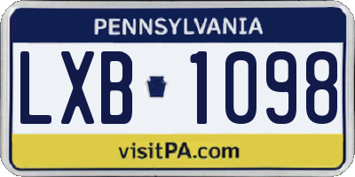 PA license plate LXB1098