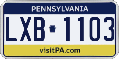 PA license plate LXB1103