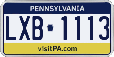 PA license plate LXB1113