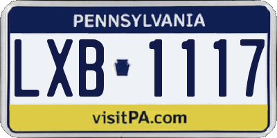 PA license plate LXB1117