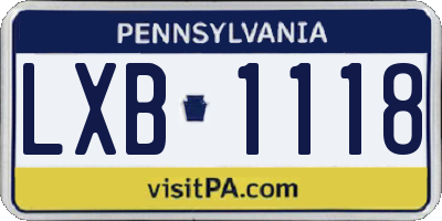 PA license plate LXB1118