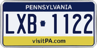 PA license plate LXB1122