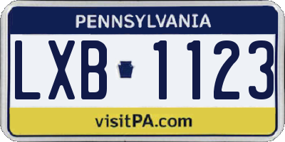 PA license plate LXB1123