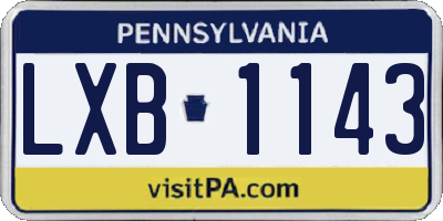 PA license plate LXB1143