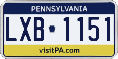 PA license plate LXB1151