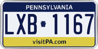 PA license plate LXB1167