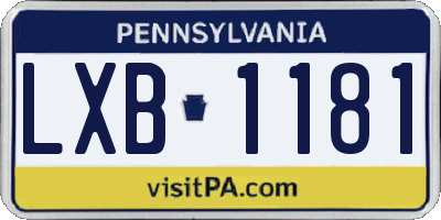 PA license plate LXB1181