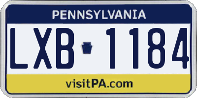 PA license plate LXB1184