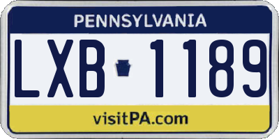 PA license plate LXB1189