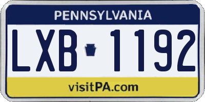 PA license plate LXB1192