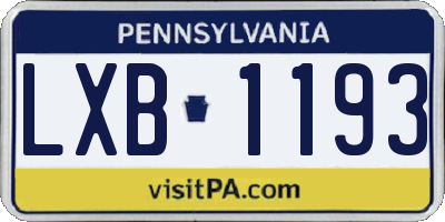 PA license plate LXB1193