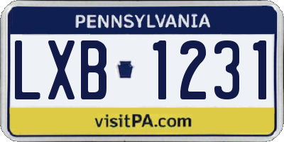 PA license plate LXB1231