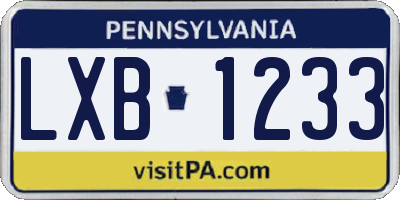 PA license plate LXB1233