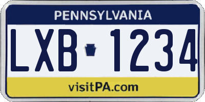 PA license plate LXB1234