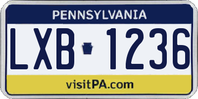 PA license plate LXB1236