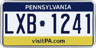 PA license plate LXB1241
